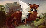 John James Audubon Famous Paintings - Fox And Goose